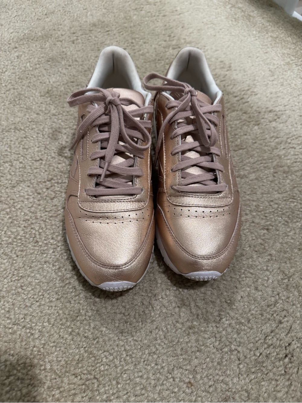 Reebok Women's Metallic Rose Gold Lace-Up Sneakers